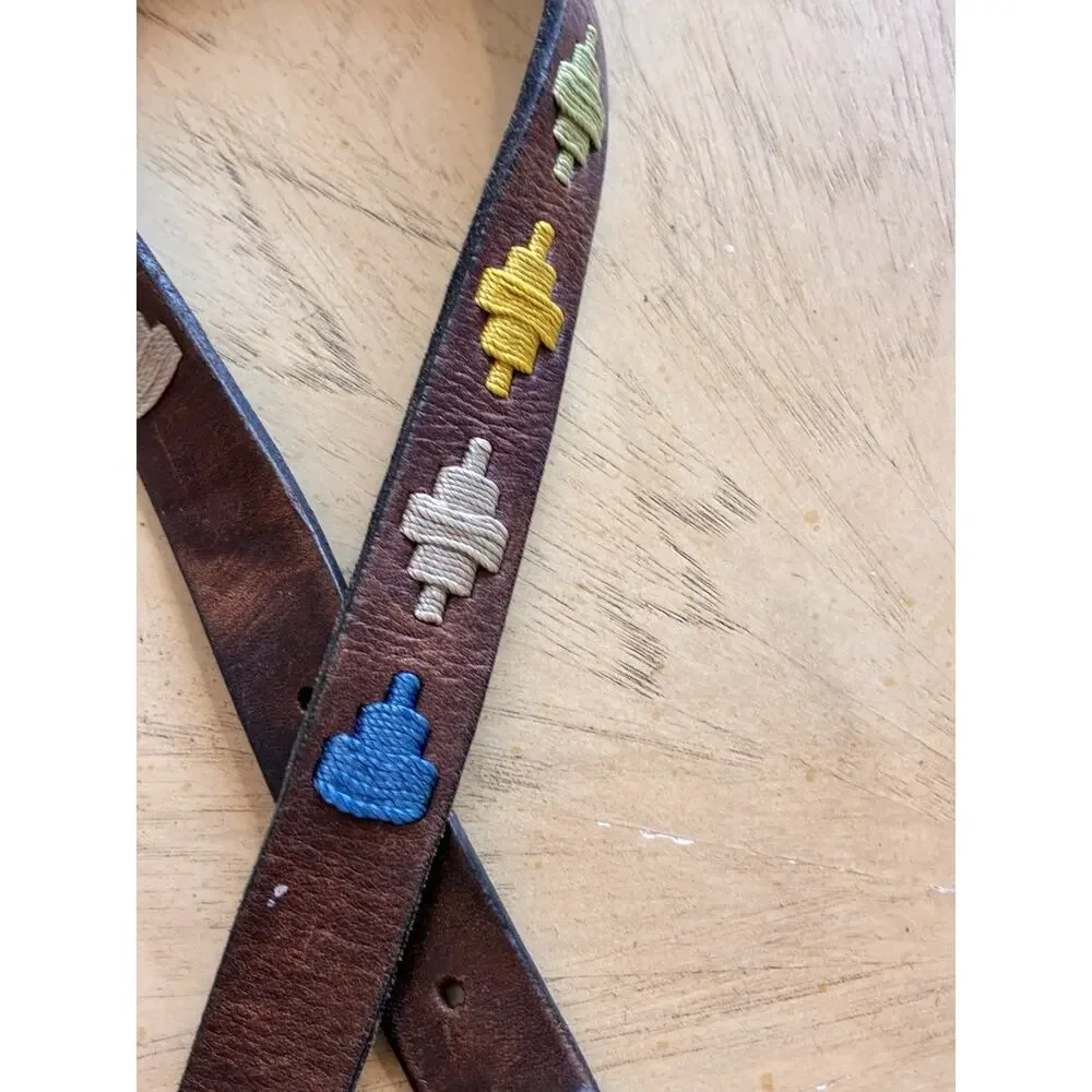Arandu Argentina Kids Polo Belt Leather Colorful Embroidered Gaucho 60cm 3-4 Yrs